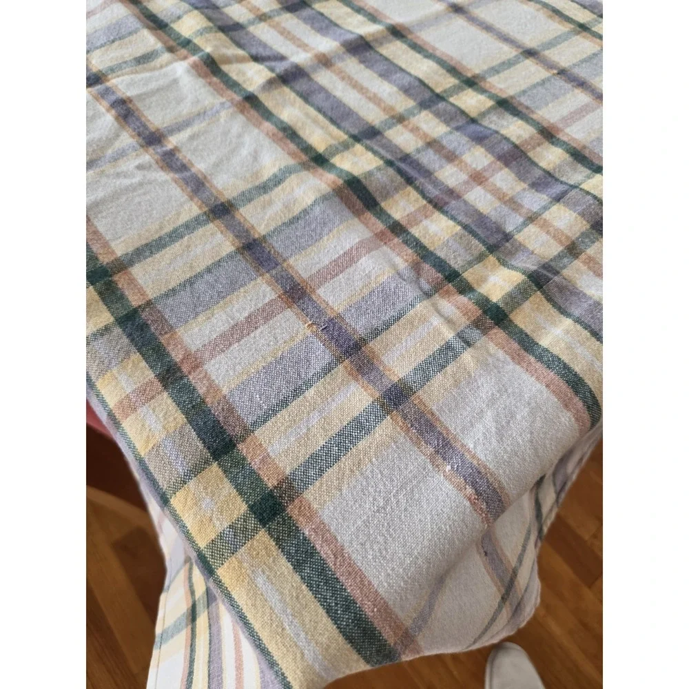 Yellow Checked Tablecloth 46x60 Fall Table Thick Cotton